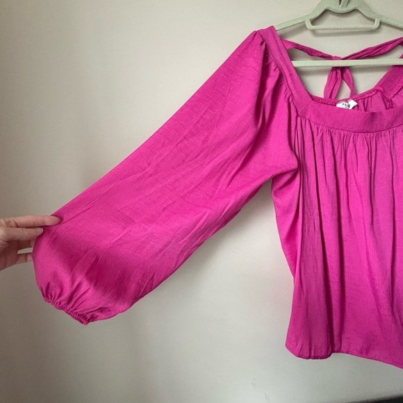 NEW Andree By Unit Sz L Boho Cottagecore Prairie Peasant Pink Cotton Blouse - Picture 4 of 13
